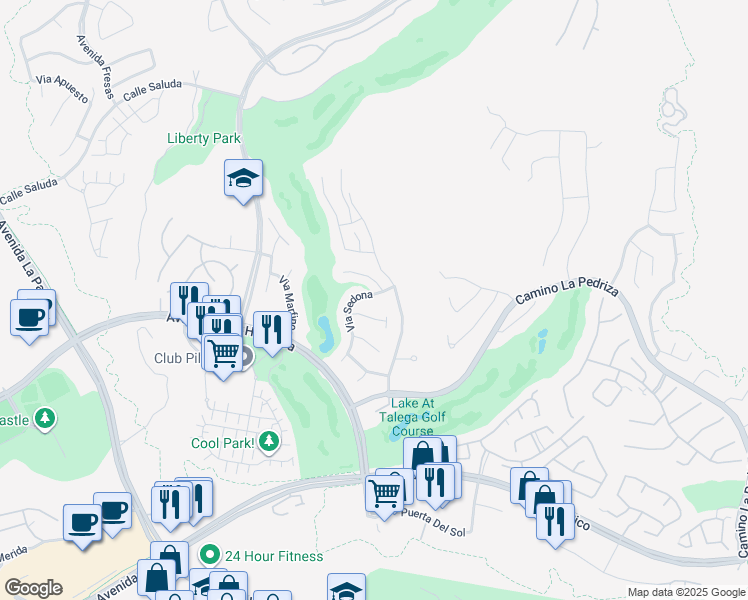 map of restaurants, bars, coffee shops, grocery stores, and more near 103 Via Plumosa in San Clemente