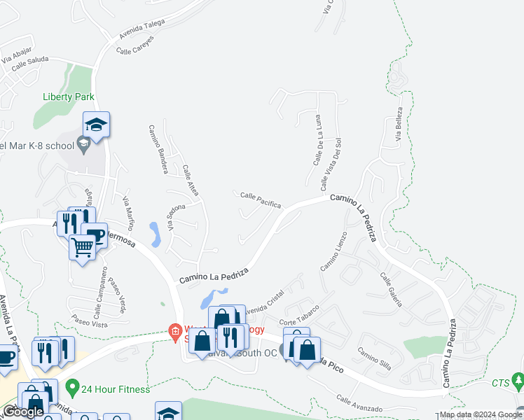 map of restaurants, bars, coffee shops, grocery stores, and more near 4 Calle Anacapa in San Clemente