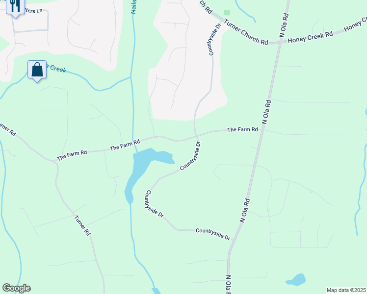 map of restaurants, bars, coffee shops, grocery stores, and more near 315 Country Side Drive in McDonough
