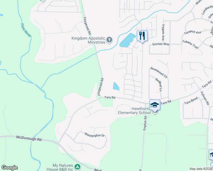 map of restaurants, bars, coffee shops, grocery stores, and more near 10588 Fitzgerald Road in Jonesboro