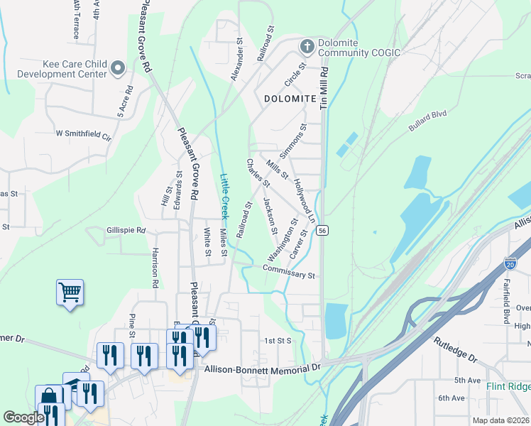 map of restaurants, bars, coffee shops, grocery stores, and more near in Birmingham