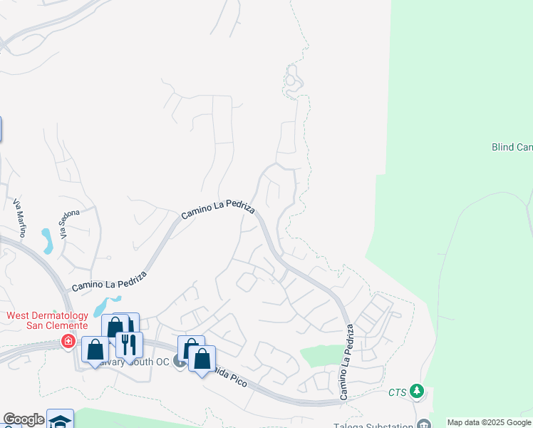 map of restaurants, bars, coffee shops, grocery stores, and more near 2 Via Paquete in San Clemente