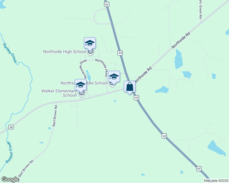 map of restaurants, bars, coffee shops, grocery stores, and more near 12976 Northside Road in Berry