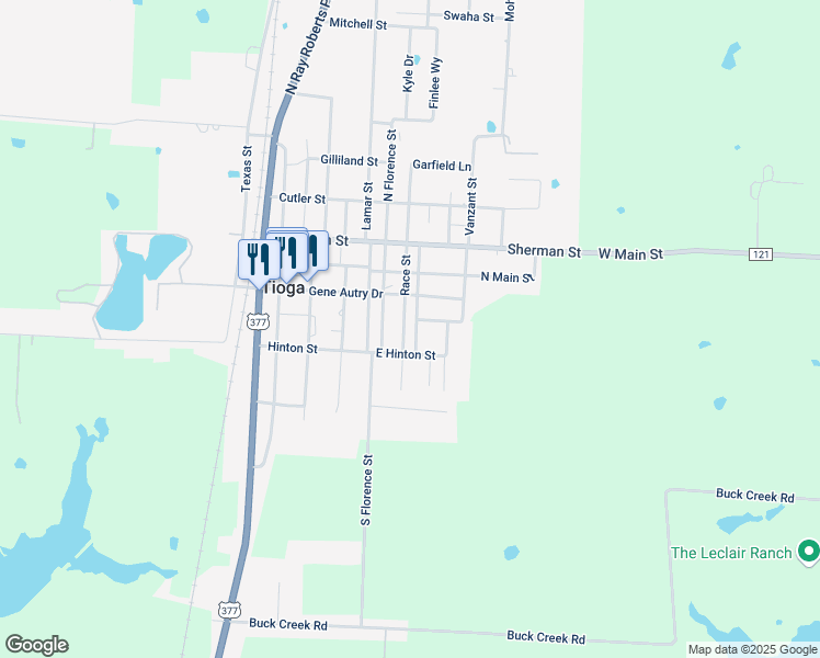 map of restaurants, bars, coffee shops, grocery stores, and more near 111 Race Street in Tioga