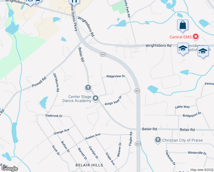 map of restaurants, bars, coffee shops, grocery stores, and more near 3208 Bel Ridge Road in Augusta