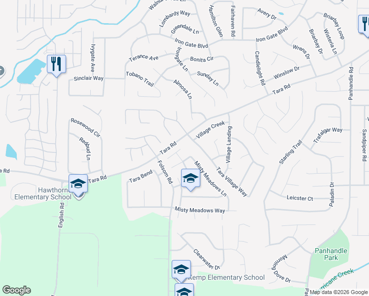 map of restaurants, bars, coffee shops, grocery stores, and more near 1068 Misty Meadows Lane in Hampton