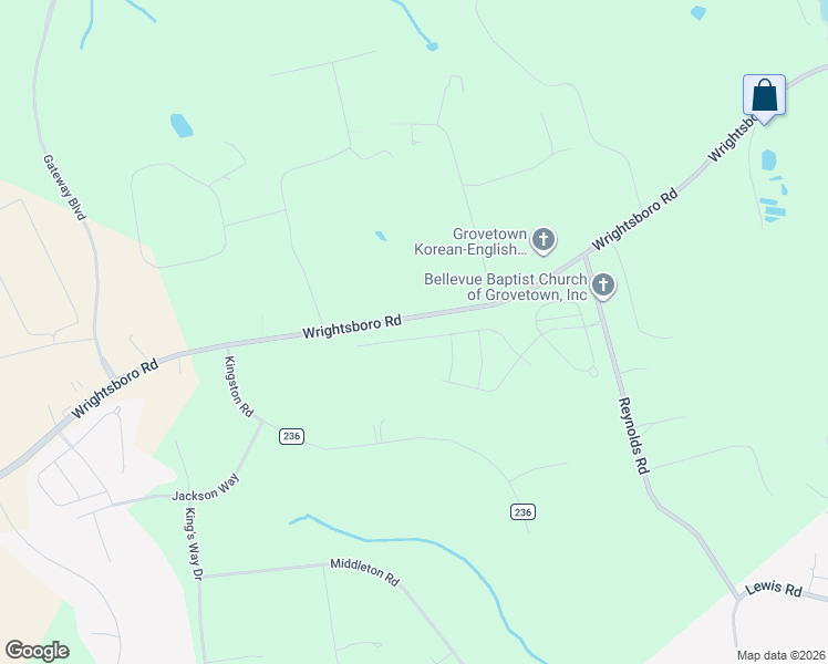 map of restaurants, bars, coffee shops, grocery stores, and more near 4730-4816 Wrightsboro Road in Grovetown