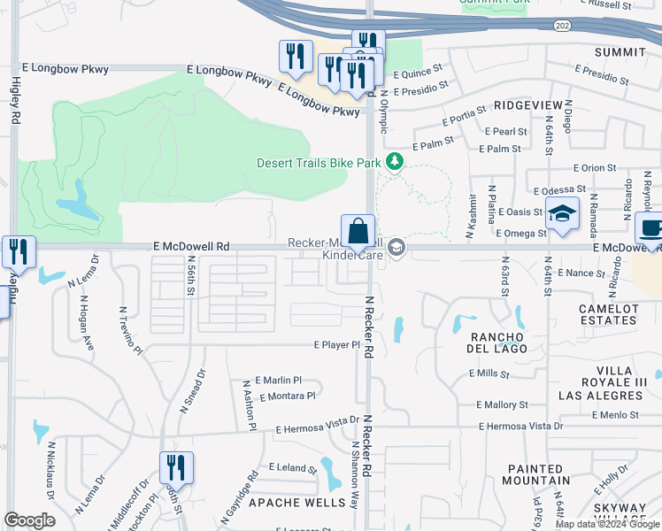 map of restaurants, bars, coffee shops, grocery stores, and more near 2721 North Kenton in Mesa