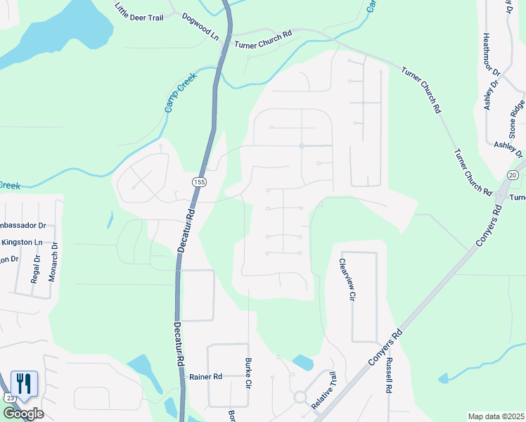 map of restaurants, bars, coffee shops, grocery stores, and more near 801 Witherspoon Court in McDonough
