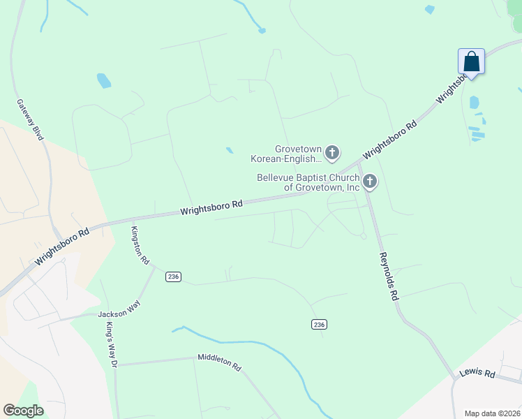 map of restaurants, bars, coffee shops, grocery stores, and more near 4745 Wrightsboro Road in Grovetown
