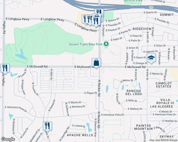 map of restaurants, bars, coffee shops, grocery stores, and more near 2721 North Kenton in Mesa