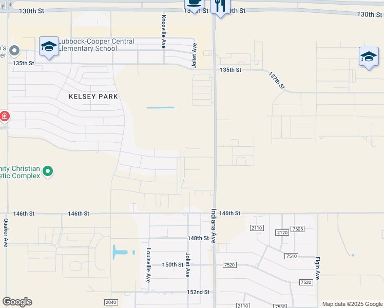 map of restaurants, bars, coffee shops, grocery stores, and more near 13906 County Road 2100 in Lubbock