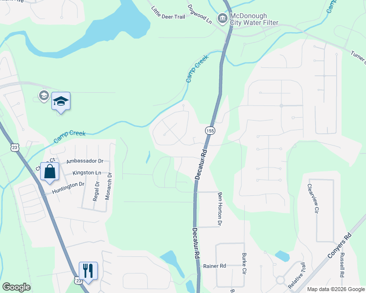 map of restaurants, bars, coffee shops, grocery stores, and more near 204 Prominent Loop in McDonough