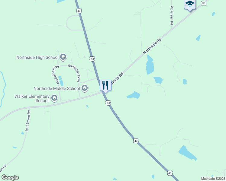 map of restaurants, bars, coffee shops, grocery stores, and more near 12876 Northside Rd in Northport