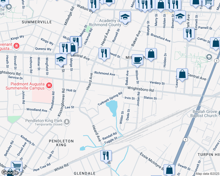 map of restaurants, bars, coffee shops, grocery stores, and more near 2008 Wrightsboro Road in Augusta