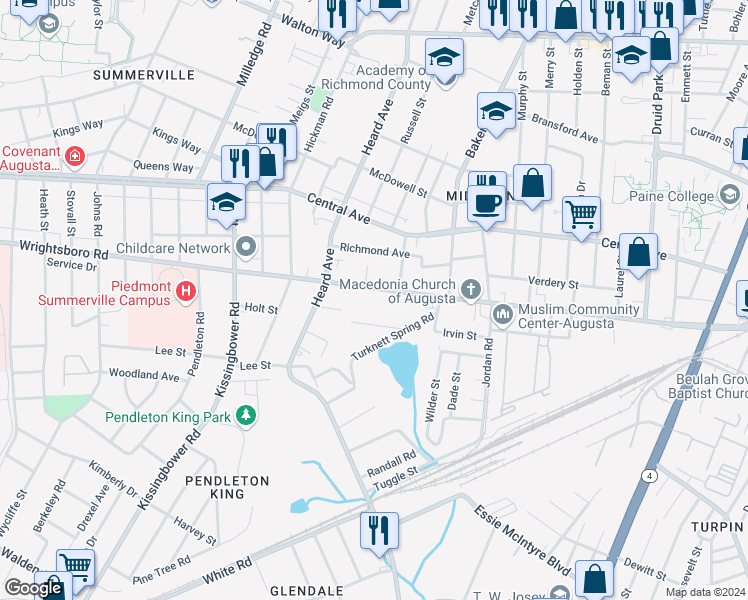 map of restaurants, bars, coffee shops, grocery stores, and more near 2008 Wrightsboro Road in Augusta