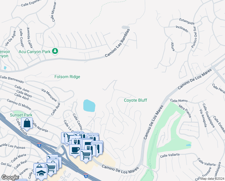 map of restaurants, bars, coffee shops, grocery stores, and more near 75 Marbella in San Clemente
