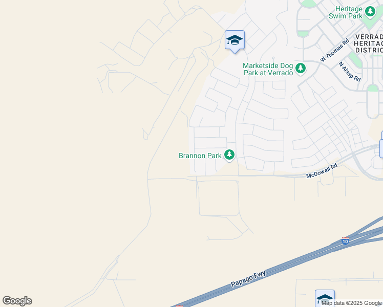map of restaurants, bars, coffee shops, grocery stores, and more near 1764 North 214th Avenue in Buckeye