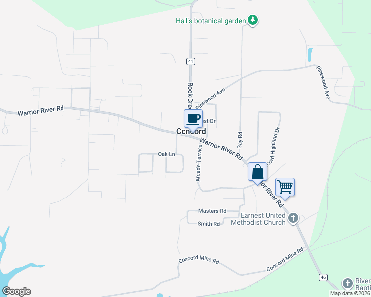 map of restaurants, bars, coffee shops, grocery stores, and more near 320 Oak Circle in Bessemer