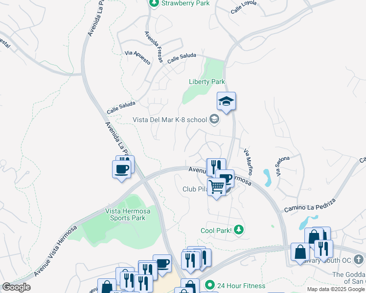 map of restaurants, bars, coffee shops, grocery stores, and more near 8 Calle Portofino in San Clemente