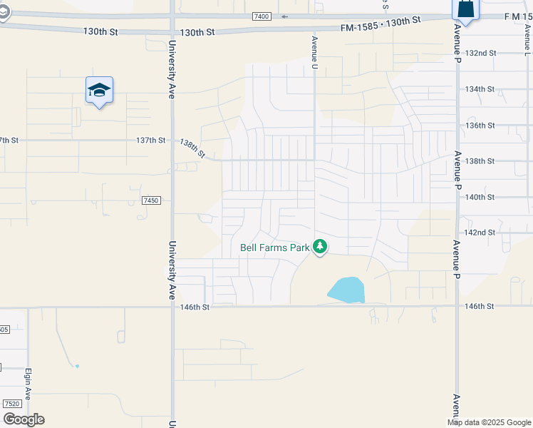 map of restaurants, bars, coffee shops, grocery stores, and more near 14005 Vernon Avenue in Lubbock