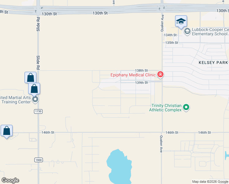 map of restaurants, bars, coffee shops, grocery stores, and more near 4400-5198 146th Street in Lubbock