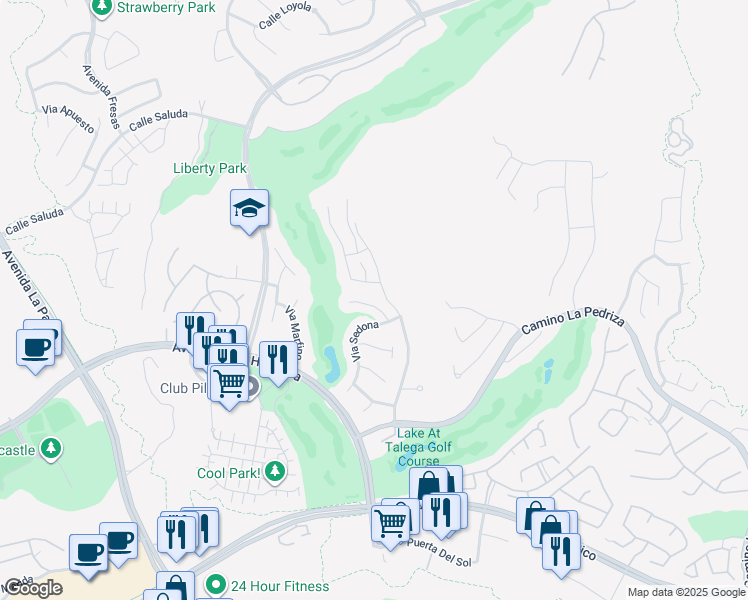 map of restaurants, bars, coffee shops, grocery stores, and more near 311 Via Promesa in San Clemente