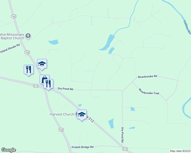 map of restaurants, bars, coffee shops, grocery stores, and more near 50 Aspen Drive in Covington