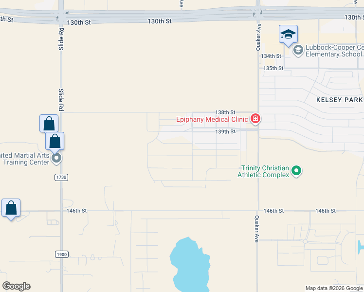map of restaurants, bars, coffee shops, grocery stores, and more near 4400-5198 146th Street in Lubbock