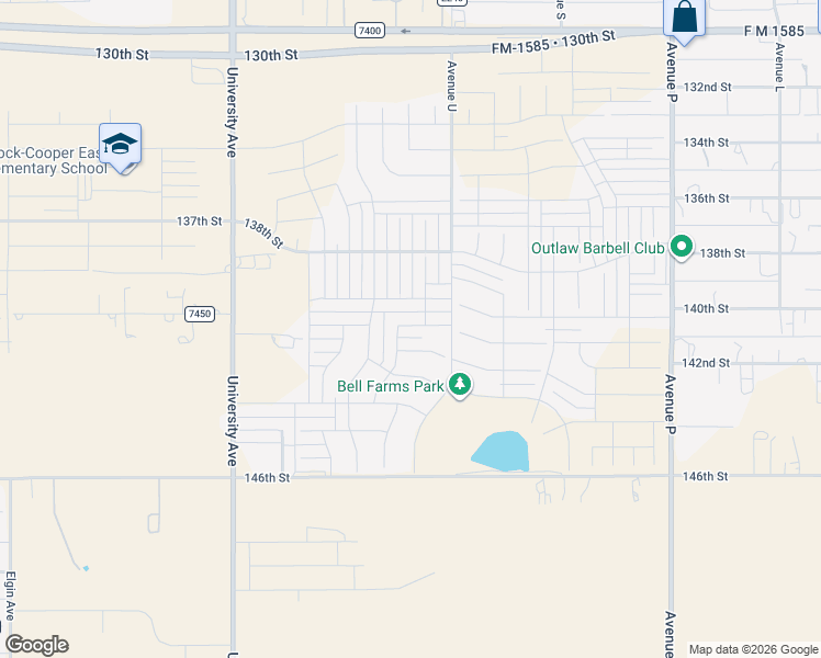 map of restaurants, bars, coffee shops, grocery stores, and more near 14008 Avenue V in Lubbock