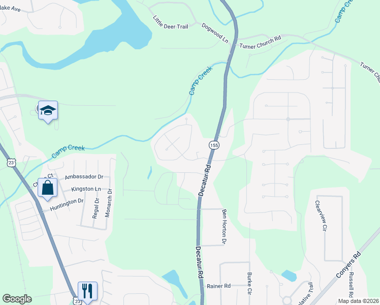 map of restaurants, bars, coffee shops, grocery stores, and more near 204 Prominent Loop in McDonough