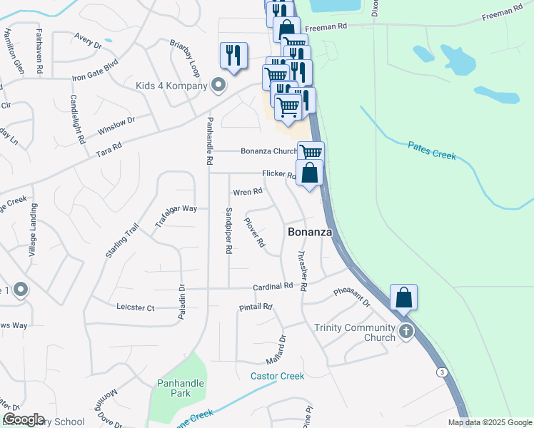 map of restaurants, bars, coffee shops, grocery stores, and more near 1538 Plover Road in Jonesboro