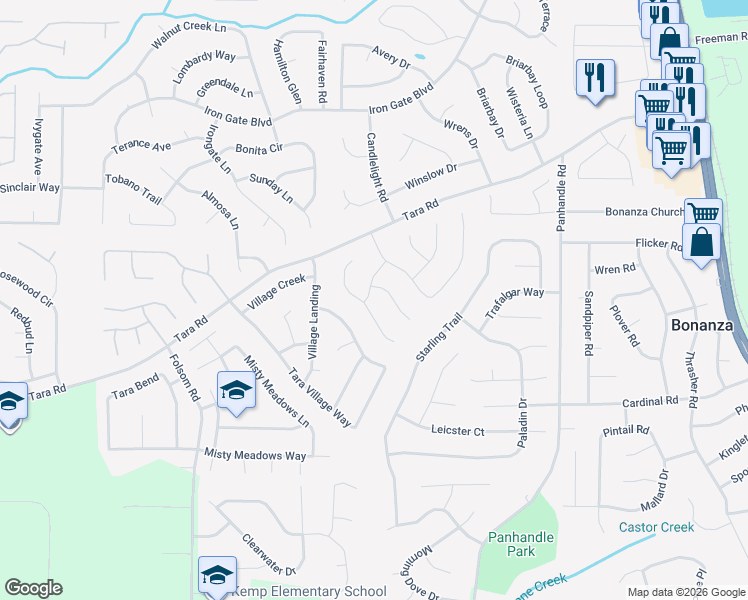 map of restaurants, bars, coffee shops, grocery stores, and more near 1205 Jasmine Way in Hampton