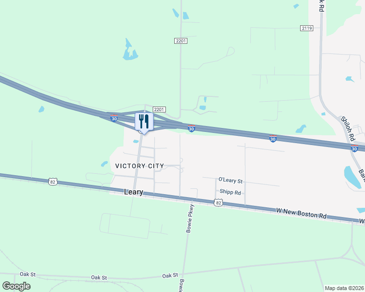 map of restaurants, bars, coffee shops, grocery stores, and more near 510 McDonald Road in Hooks