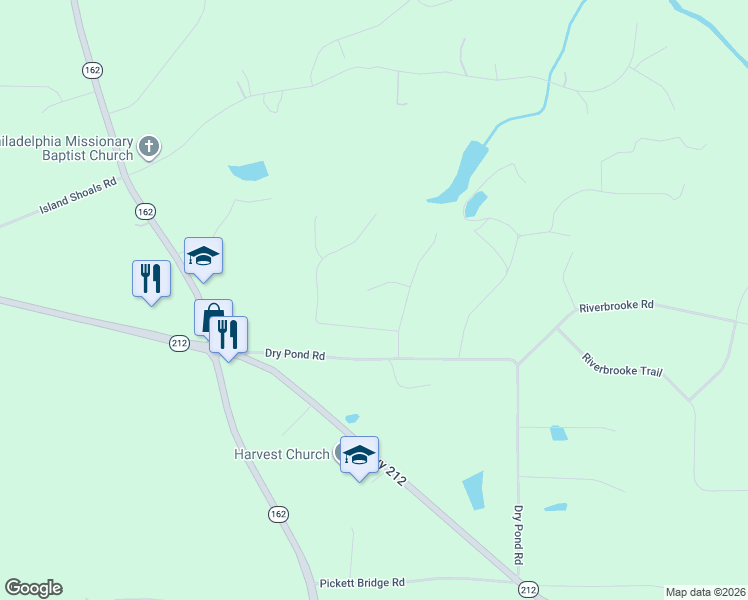 map of restaurants, bars, coffee shops, grocery stores, and more near 45 Aspen Circle in Covington