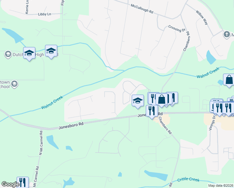 map of restaurants, bars, coffee shops, grocery stores, and more near 129 Luke Cove in Hampton