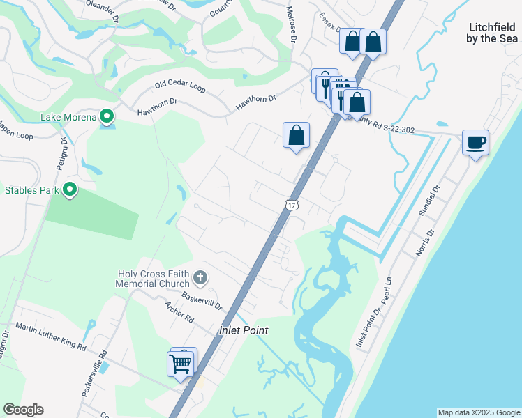 map of restaurants, bars, coffee shops, grocery stores, and more near 93 Weatherboard Court in N Litchfield