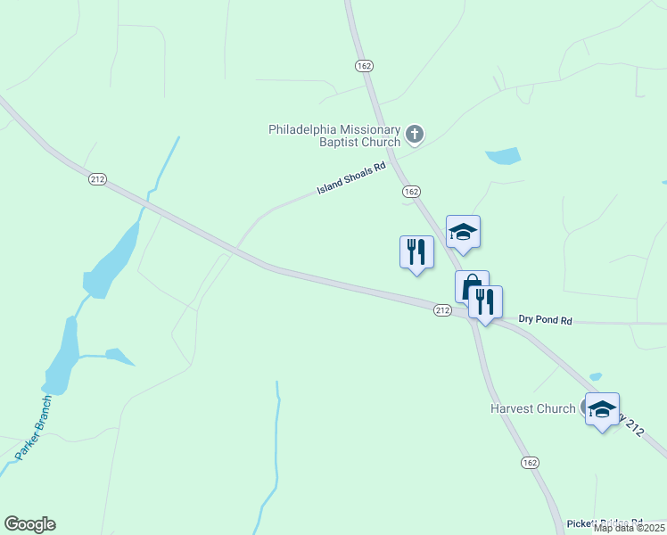 map of restaurants, bars, coffee shops, grocery stores, and more near 2498 Georgia 212 in Covington