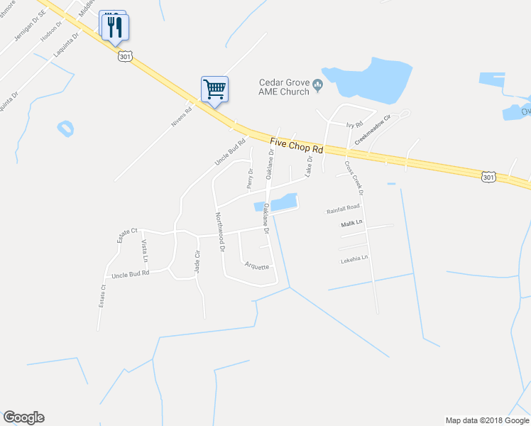 map of restaurants, bars, coffee shops, grocery stores, and more near 1198 Oaklane Drive in Orangeburg