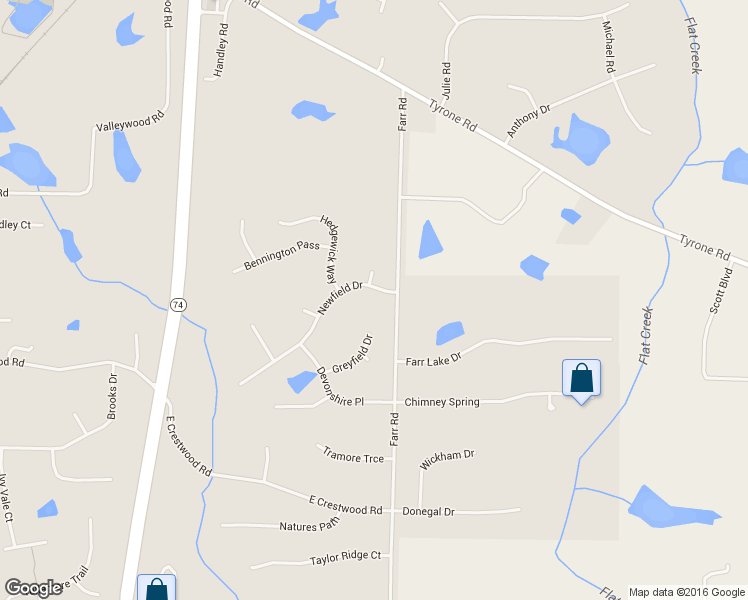 map of restaurants, bars, coffee shops, grocery stores, and more near 110 Newfield Road in Tyrone