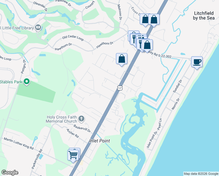 map of restaurants, bars, coffee shops, grocery stores, and more near 93 Weatherboard Court in N Litchfield
