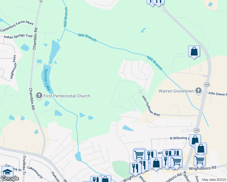 map of restaurants, bars, coffee shops, grocery stores, and more near 431 Whiskey Road in Grovetown