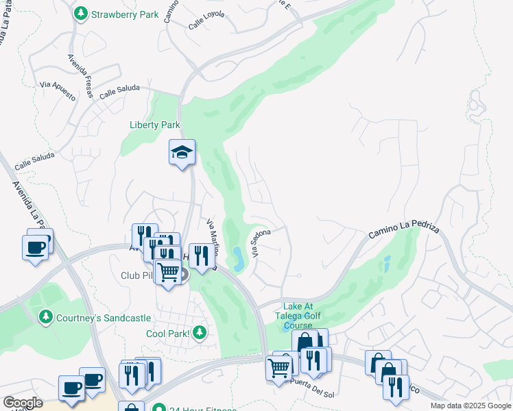 map of restaurants, bars, coffee shops, grocery stores, and more near 306 Camino Mira Monte in San Clemente