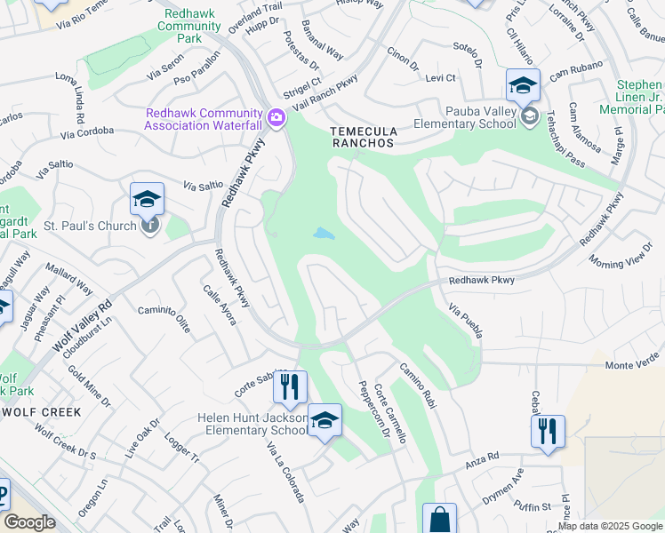 map of restaurants, bars, coffee shops, grocery stores, and more near 45444 Calle Los Mochis in Temecula