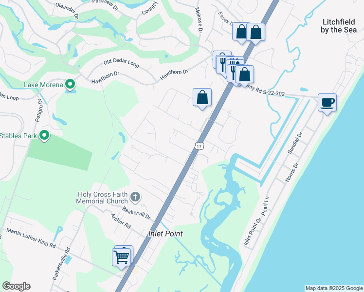 map of restaurants, bars, coffee shops, grocery stores, and more near 93 Weatherboard Court in N Litchfield