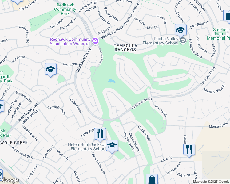map of restaurants, bars, coffee shops, grocery stores, and more near 45444 Calle Los Mochis in Temecula