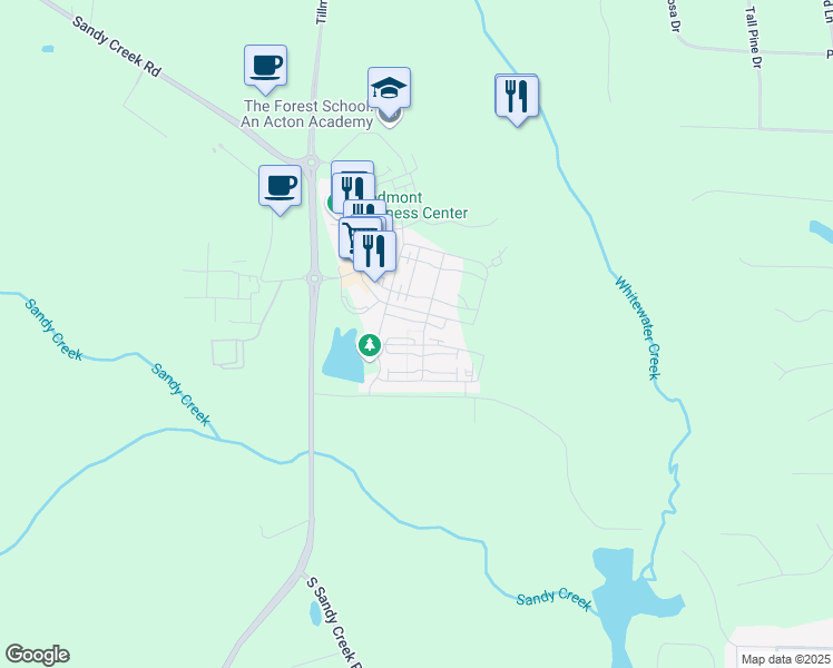map of restaurants, bars, coffee shops, grocery stores, and more near 210 Glasgow Lane in Fayetteville