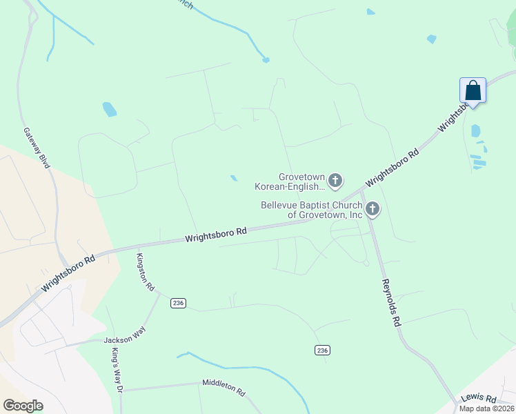 map of restaurants, bars, coffee shops, grocery stores, and more near 4745 Wrightsboro Road in Grovetown