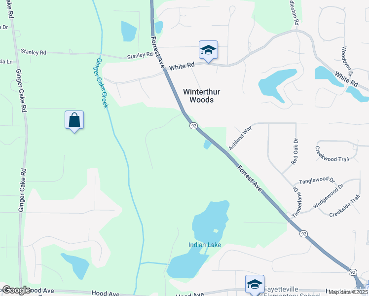 map of restaurants, bars, coffee shops, grocery stores, and more near 524 Forrest Avenue in Fayetteville