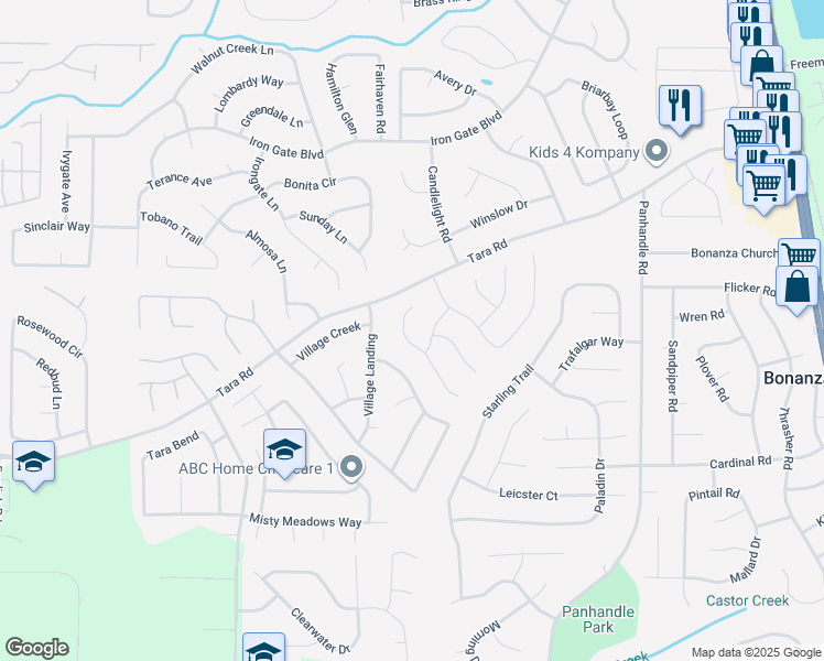 map of restaurants, bars, coffee shops, grocery stores, and more near 1205 Jasmine Way in Hampton